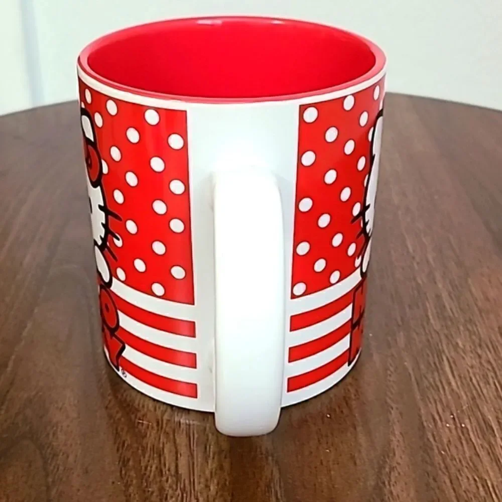 Hello Kitty Mug, Red & White Polka-dots & Stripes